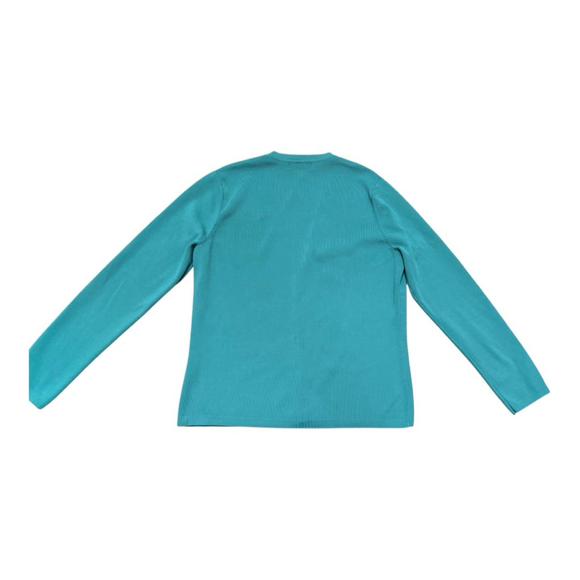 Women's Lands' End Teal Cardigan Sweater Petite Small 6 / 8 - Picture 4 of 9